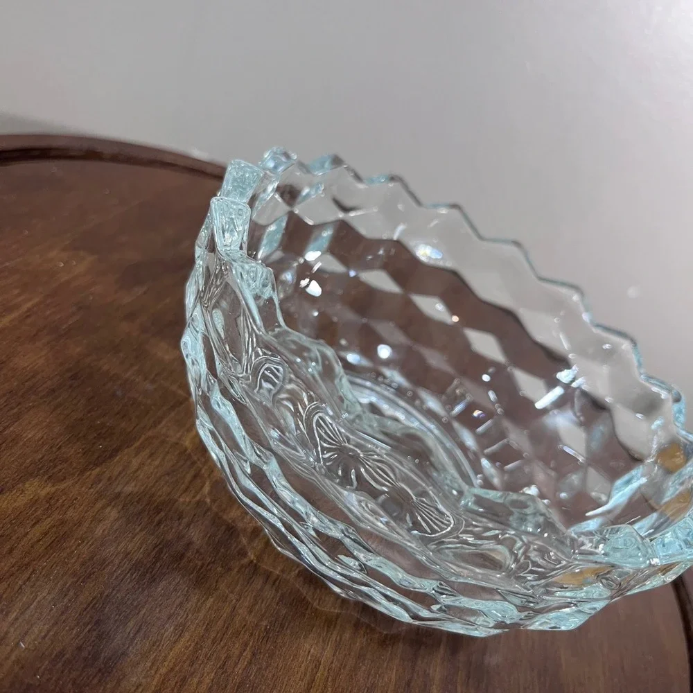 Vtg HOMCO Cubist Fairy Lamp Base Clear Glass Diamond Pattern Replacement Part